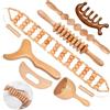 Binlingdaily Maderoterapia Set di 7 strumenti di massaggio in legno per il drenaggio linfatico per alleviare i dolori muscolari | Kit di scultura del corpo per anti-cellulite, modellazione del corpo