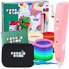 Fits4Kids® Penne 3D per bambini dai 6 anni in su, penna 3D senza fili con filamento PCL da 60 m, USB-C, a bassa temperatura, modelli e valigetta XL, set per principianti per ragazze e ragazzi (rosa)
