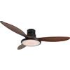 Megashopitalia Ventilatore da Soffitto in Legno Massello con Lampada LED, Telecomando e Modulo Wi-Fi, Motore DC 40W (Legno scuro)