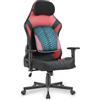JUMMICO sedia da gaming ergonomica in similpelle traspirante, supporto lombare regolabile e braccioli 2D, schienale inclinabile 90-140°, sedia per ufficio e gamer, portata massima 150 kg (rosso)