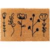 Relaxdays zerbino in fibra di cocco naturale, motivo floreale, 60x40 cm, antiscivolo (base PVC), per interno/esterno