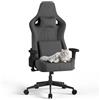 JUMMICO JUMMCIO Sedia da gaming in tessuto con seduta da corsa, comoda sedia da ufficio, ergonomica, regolabile in altezza 3D, funzione di inclinazione (90°-135°), portata 200 kg, grigio