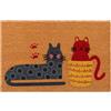 Relaxdays zerbino cocco 60x40 cm, motivo gatto, antiscivolo, resistente alle intemperie, interno ed esterno, multicolore