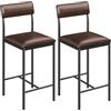 YITAHOME Set di 2 sgabelli da bar, seduta alta con seduta e schienale imbottiti, sgabelli industriali per cucina/sala da pranzo, sedie da bar con poggiapiedi ergonomico, marrone rustico