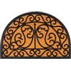 Relaxdays Tappetino in cocco e gomma, semicircolare, Barock A, 60x40, interni/esterni, antiscivolo, naturale/nero