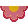 Fisura - Zerbino esterno fiore in fibra di cocco con base antiscivolo in PVC. Zerbino dalla forma originale. Zerbino rosa. Dipinto a mano. Misure: 70 cm x 40 cm.…