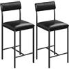 YITAHOME Set di 2 sgabelli da bar, seduta alta con seduta e schienale imbottiti, sgabelli industriali per cucina/sala da pranzo, sedie da bar con poggiapiedi ergonomico, nero