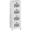Baroni Home Comodino in legno, Mobilino da Soggiorno o Bagno, Mobiletto Multiuso con 4 Cassetti Intagliati, 23x23x77 cm