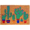 Relaxdays Zerbino Relaxdays in fibra di cocco, motivo cactus, 60x40 cm, antiscivolo, per interni/esterni, multicolore