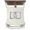 WoodWick Candela profumata con stoppino scoppiettante | Candela a clessidra piccola White Teak | Fino a 20 ore di combustione | Regali perfetti per le donne