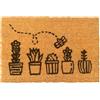 Relaxdays zerbino in fibra di cocco, motivi vegetali, 60x40 cm, antiscivolo, resistente, interno/esterno, naturale