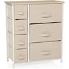 hjh LIVING Cassettiera con 7 cassetti in tessuto FOLDRESS B 73x63,5x30 cm Organizzatore per cassetti, piedini regolabili in altezza, struttura in metallo, beige