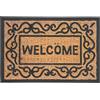 Relaxdays zerbino cocco e gomma Welcome ornamenti 60x40 cm interno/esterno antiscivolo raccoglie sporco naturale/nero