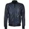 Fatto a mano Elegante giacca bomber da uomo blu navy in vera pelle di agnello fatta a mano...
