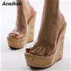 ✨ Sandali con Zeppa Donna PVC Trasparente 15 cm Estate Beige/Apricot 👡