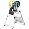 Peg Perego PEG Prima Pappa Follow Me Plus - Seggiolone e Sdraietta Neonato, Dalla Nascita, Regolabile in Altezza, 4 Ruote, Barra Gioco, Doppio Vassoio, Rivestimento Ecopelle, Chiusura Compatta, Licorice