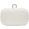 BAIGIO SYMALL Pochette Elegante Donna Pochette da Cerimonia Perla e Cristallo Borsetta da Sera Borsetta da Matrimonio con Catena per Nozze Festa Partito, Bianco