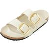Birkenstock Arizona - Sandalo con Doppia Fascia E Chiusura con Fibbie 36/Shine-Ecru-N