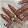 DLUKENY 24pcs Mandorla Press-On Leopard French Tip Finto Acrilico Artificiale Donne
