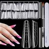 MELLIEX 150 Pezzi Unghie Finte Dual Nail Forms Kit, Tip in Gel per Unghie Estensione, Trasparente Acrilico Mandorla Stiletto Dual Form per Manicure Salone DIY (15 Misure)