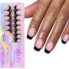 Shuade 150Pcs Nero Francese Tip Gel Unghie Breve bara Press On Nails Acrilico Artificiale Facile Applicazione Per Le Donne Punta Francese