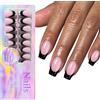 Shuade 150Pcs Nero Francese Tip Gel Unghie Breve bara Press On Nails Acrilico Artificiale Facile Applicazione Per Le Donne Punta Francese