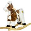 HOMCOM Cavallino a Dondolo in Peluche per Bambini da 3-6 Anni con Suoni Marrone