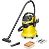 Kärcher 16283020 Aspirapolvere Wet & Dry WD 5, funzione soffiante, potenza: 1100w, contenitore in plastica: 25 L, tubo di aspirazione: 2,2 m, incl. ugello per pavimento e fessura, giallo