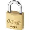 ABUS Lucchetto in Ottone 65/20 - Lucchetto ad Arco per Valigia - Corpo in Ottone Massiccio - Arco in Acciaio Temprato - Livello di Sicurezza ABUS 3
