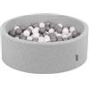 KiddyMoon 90X30cm/300 Palline ∅ 7CM Piscina di Palline Colorate per Bambini Tondo Fabbricato in EU, Grigio Ch:Bianco/Grigio