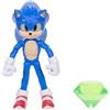 Sonic The Hedgehog Sonic 3 Movie - Action Figure Articolata di Sonic con Smeraldo in Scala 13 cm, Personaggi Sonic 3 Wave 3