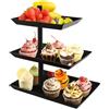 Zbozzba 360° Rotante Portatorte Porta Snack Allungabile，nero 3 Piani Rotante Frutta Portatorte,piatto da Portata in Metallo Dessert Tavolo per Party Matrimonio Ufficio