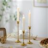 Inweder Portacandele Metallo Dorato per Candelieri - Set di 3 Portacandele Affusolati Candelabri Moderni per Centrotavola Matrimoni Decorazioni per la Casa Pranzi Feste per Candele 2cm Diametro