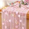 Dremisland Runner da tavola ricamo in tulle rosa 72 x 300 cm runner da tavola chiffon fiori ricamati farfalla 3D tovaglia formaggio tovaglia per la decorazione della tavola per interni vacanze