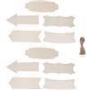 SustVita Cartelli in legno non finito Set di 10 frecce vuote per decorazioni da parete e indicazioni per matrimoni, include iuta per appendere, confezione di forniture in legno