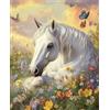 NAHUIGOOD quadri punto croce da ricamare kit completo bambini,Fiori, cavallo bianco 11CT40x50cm,Kit Punto a Croce Timbrato Fai-da-te Ricamo Linea Completa punto croce kit da ricamare prestampato