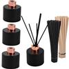 Ziyonix 4 Pezzi Bottiglie di Diffusore Vuote, 120ml Flaconi per Diffusore in Vetro con 100 Pezzi diffusore Bastoncini per Oli Essenziali Profumati Nero