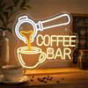 KADAFAGO Coffee Bar - Targa al neon alimentata tramite USB, decorazione da parete con filtro porta caffè e tazza, dimmerabile, luce bianca calda, luce neon per cucina, caffetteria, bar, regalo per gli amanti