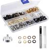 Uskerb Set di 200 punzoni per occhielli, occhielli da 1/4 di pollice per fai da te, abbigliamento, tende, pelle con scatola portaoggetti, kit di occhielli in metallo resistente con strumenti facili da