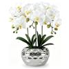 PlusFive Orchidea Finta Realistica Bianca 47 cm, Orchidee Finte, Orchidee Artificiali con vaso, Fiore di Orchidea Artificiale, Pianta Finta da Interno, Regalo Inaugurazione Casa, Soggiorno e Ufficio