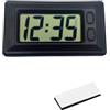 Flylin Orologio digitale ultra sottile da 7,6 x 4,3 x 1,8 cm, orologio elettronico da tavolo digitale LCD da tavolo, per auto, cruscotto, scrivania, orologio elettronico autoadesivo digitale con display con