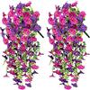 LaresDay Sumneo - Fiori artificiali da appendere, 4 pezzi, petunie, piante artificiali da appendere come vere, fiori artificiali per esterni, balcone, giardino, cortile (viola)