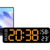 Générique Orologio da parete digitale - Display a LED 22,8 x 3,5 x 7,5 cm, sveglia elettronica, decorazione rettangolare multifunzionale per la casa, facile da leggere, visualizzazione della data molto luminosa