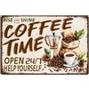 SUPERDANT Cartello in Latta Vintage Coffee Time 24/7 per Interni ed Esterni, 30x20cm