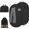 Ledebouk Porta Abiti da Viaggio,100x60cm Borsa Porta Abiti da Viaggio con sacchetto, 2pcs Custodia Abiti con Cerniera Antitarme, Copriabiti Antipolvere per Suit, Abiti, Giacconi, Vestiti, Costumi(Nero)