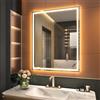 GANPE Specchio con sensore a LED, specchio a induzione a forma di onda a mano, con blutooth, dimmerabile e anti appannamento, IP44, impermeabile, da parete (80_x_100_cm)
