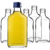 KADAX Set di 10 fiaschette da 200 ml, piccole bottiglie di vetro con tappo a vite, bottiglie vuote da riempire, mini bottiglie di liquore (blu)