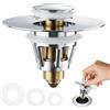 Mritrit Tappo di scarico universale per lavandino, valvola di scarico pop-up, in acciaio inox, con filtro, filtro anti-intasamento, per lavandino da cucina, vasca da bagno, fori di scarico da 26-42 mm