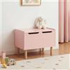[en.casa] Baule per Giocattoli con Coperchio Cassapanca per Cameretta Piedini in Legno Mobile Contenitore Chiuso Porta Giochi per Bambini Soggiorno Corridoio 60 x 40 x 45 cm - Rosa