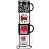 Grupo Erik Set Tazza Keith Haring - 4 Tazze Colazione in Porcellana Impilabili con Supporto 300 ml, Adatte a Lavastoviglie e Microonde | Set Tazzine Caffè Particolari: Idee Regalo Donna Compleanno